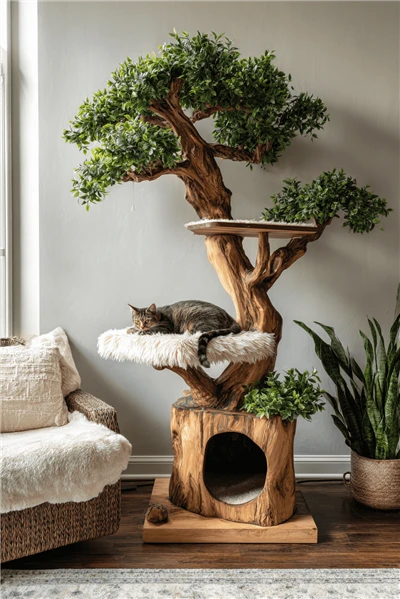 Tiragraffi a forma di albero artificiale-per gatti che vivono in casa